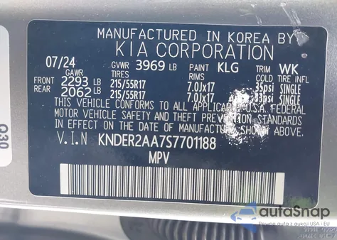 2025 Kia Seltos Ex z USA, uszkodzony, nr VIN KNDER2AA7S7701188